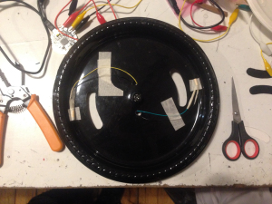 Tilt sensors between the plates.